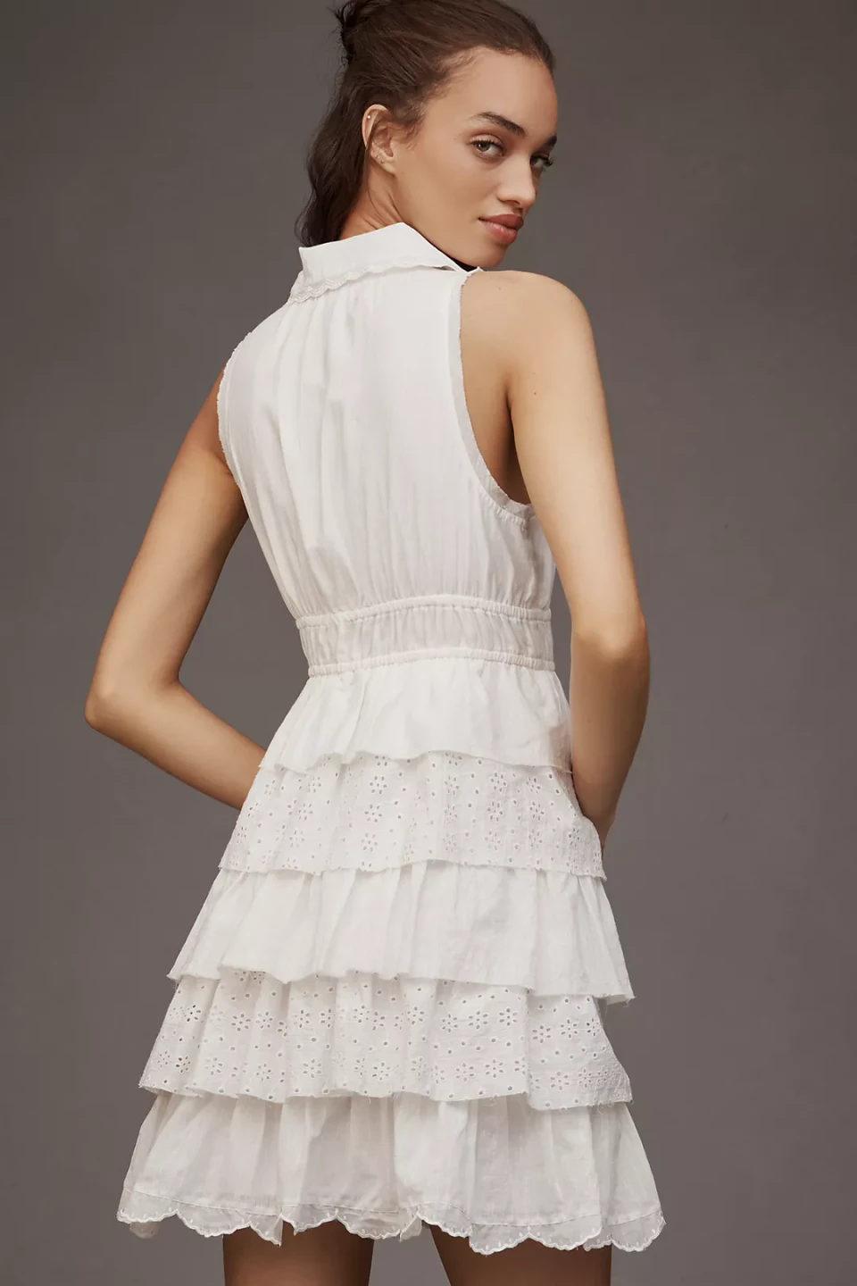 Anthropologie White Tiered Ruffle Mini Dress - photo 2