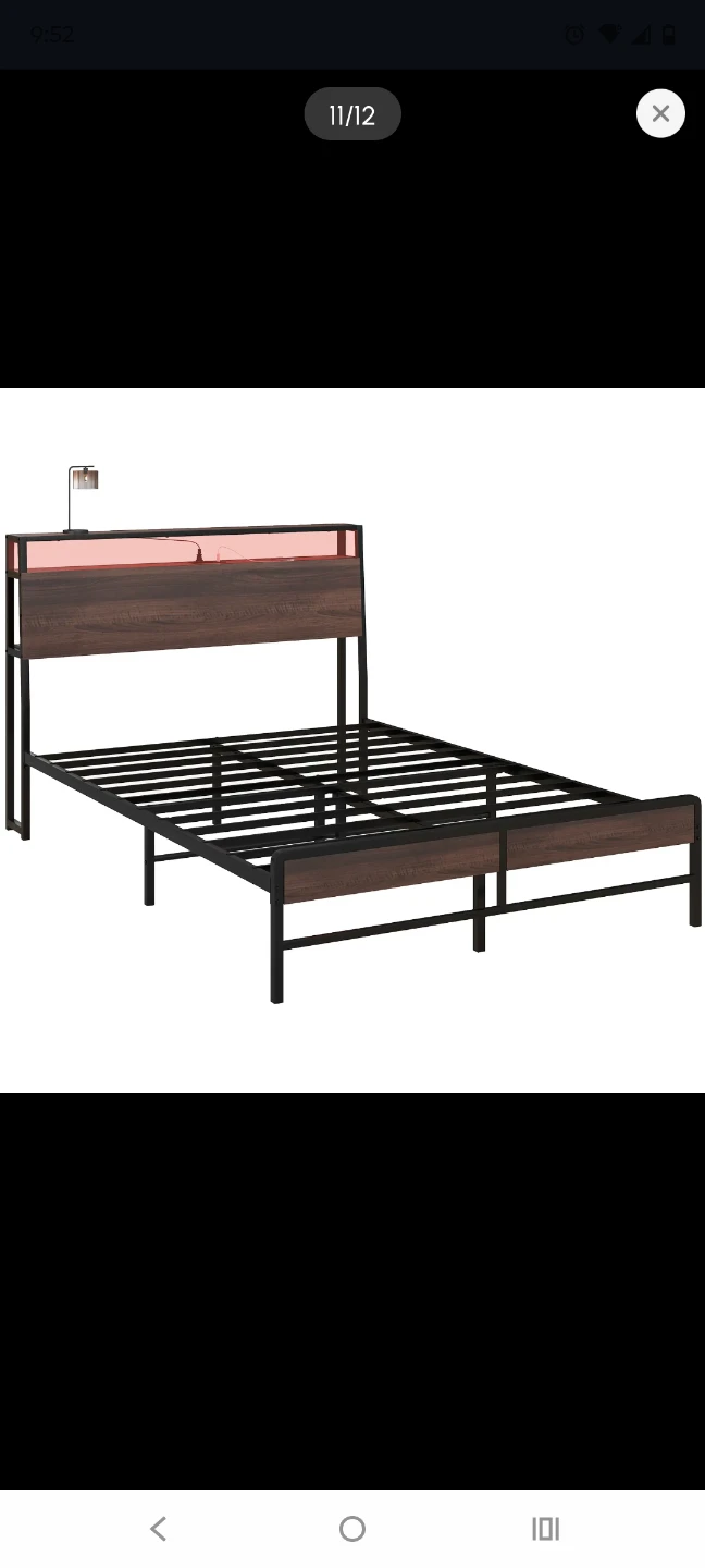 Full Size Bed Frame with LED Headboard