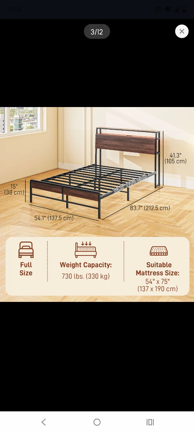 Full Size Bed Frame with LED Headboard - photo 2