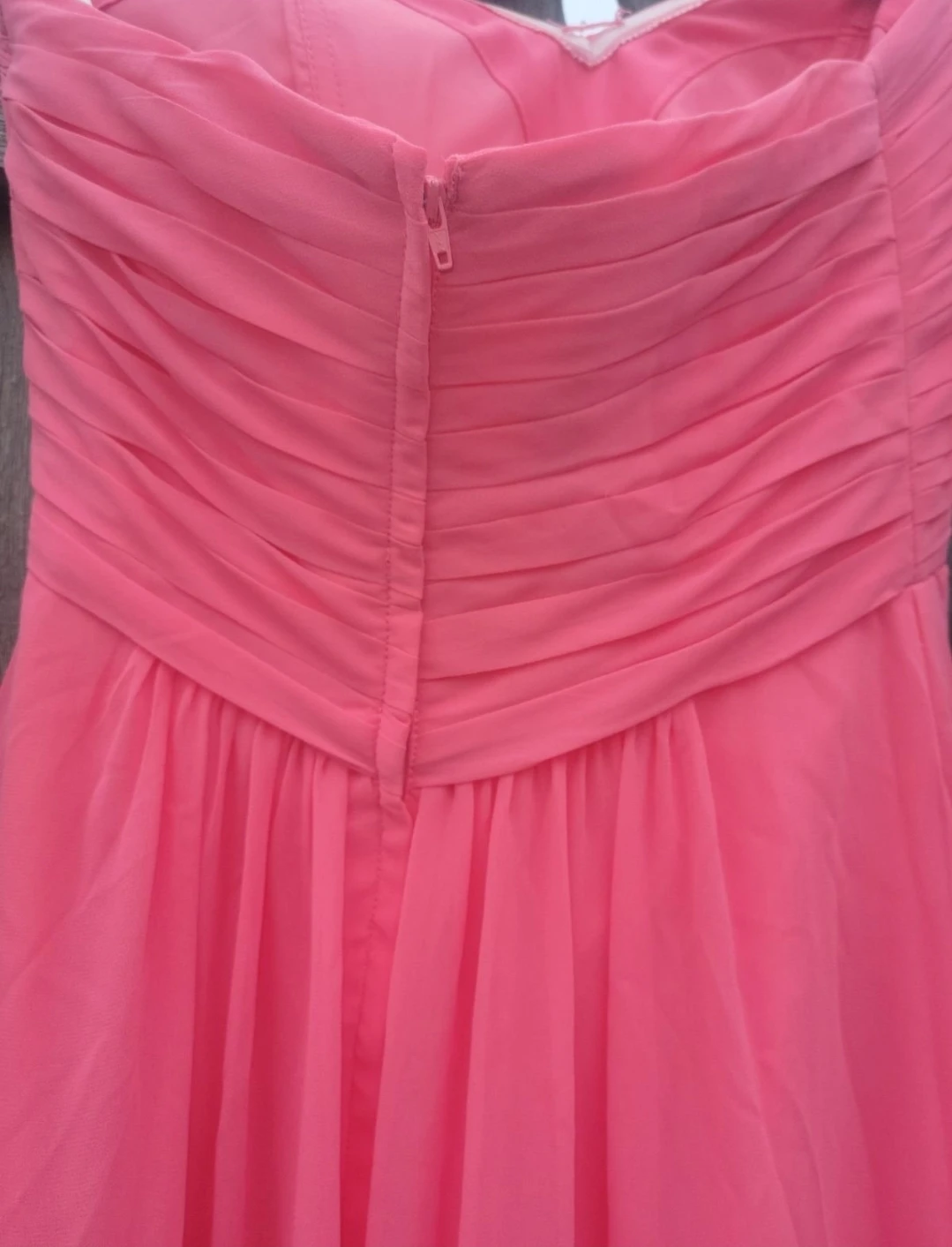 Bill Levkoff Strapless Chiffon Prom Dress Size 8 Coral - photo 4