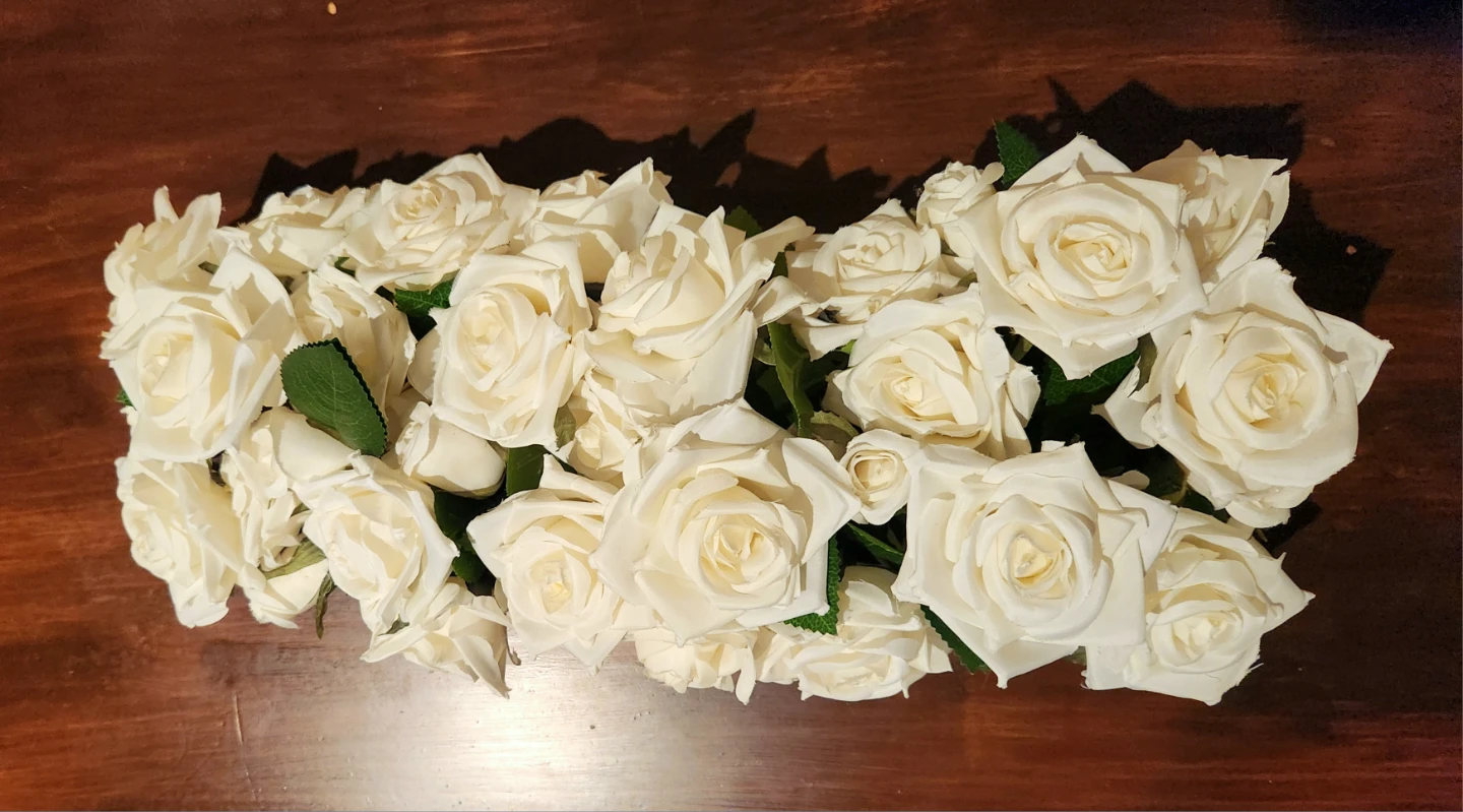 White Faux Rose Arrangement in Clear Box - photo 4