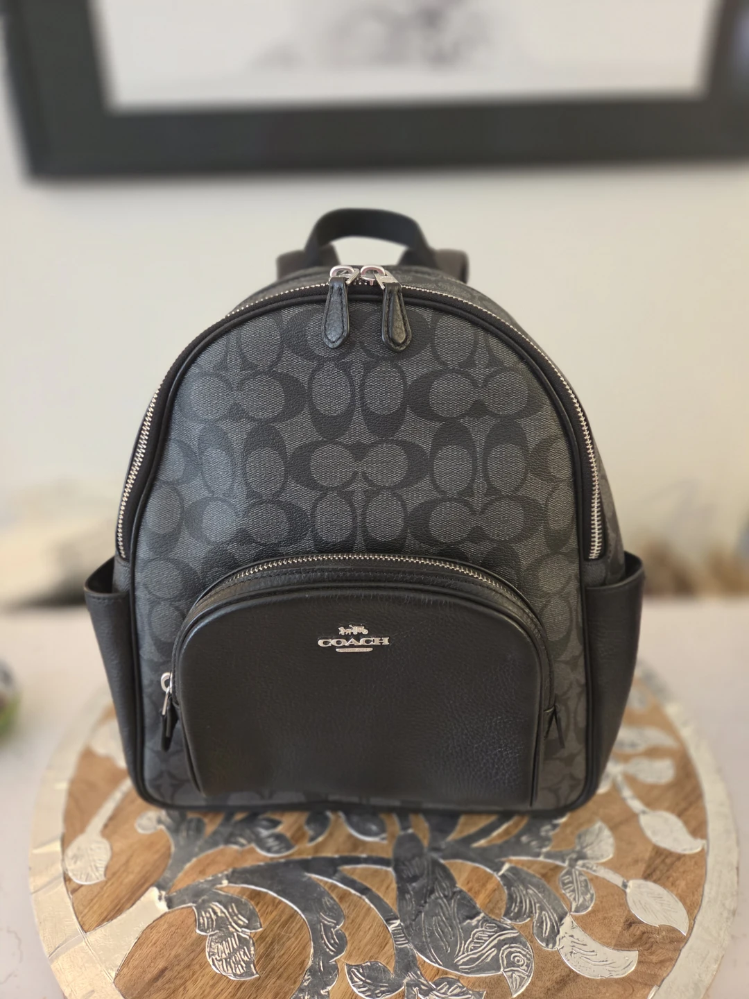 COACH Court Backpack (small) In Black Signature Canvas