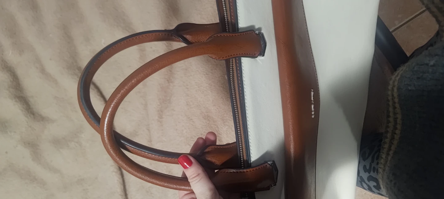 KOMTANTEN White and Brown Leather Tote Bag - photo 3