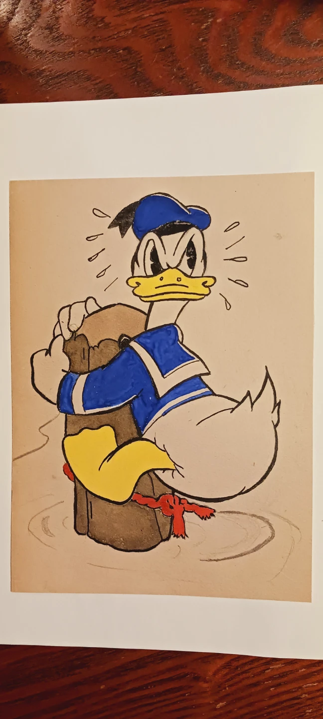 Old Vintage Authentic Drawing  of  Donald Duck - photo 2