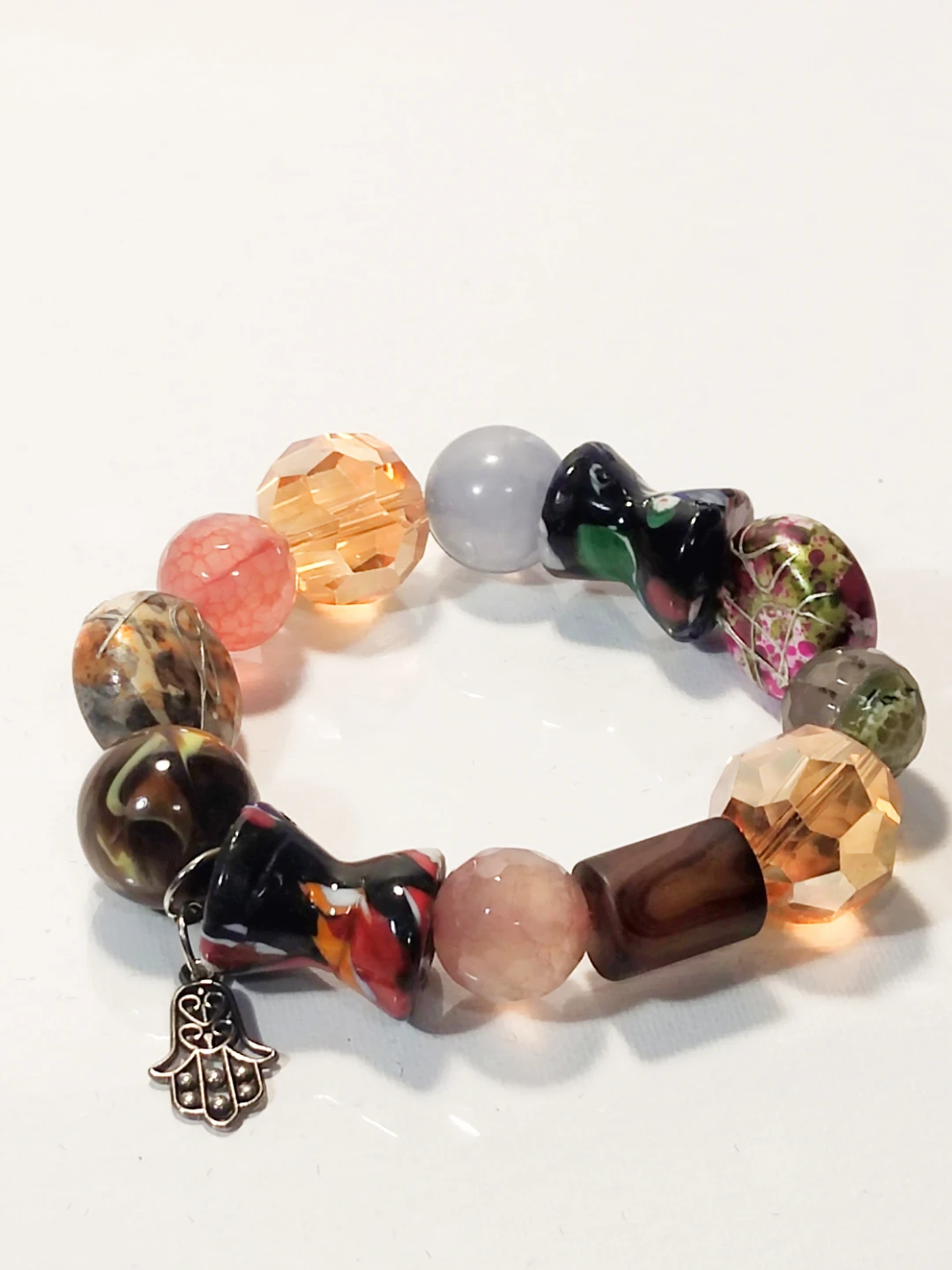 Beaded Bracelet with Hamsa Charm