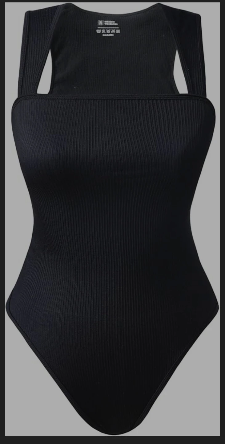 Black Ribbed Bodysuit