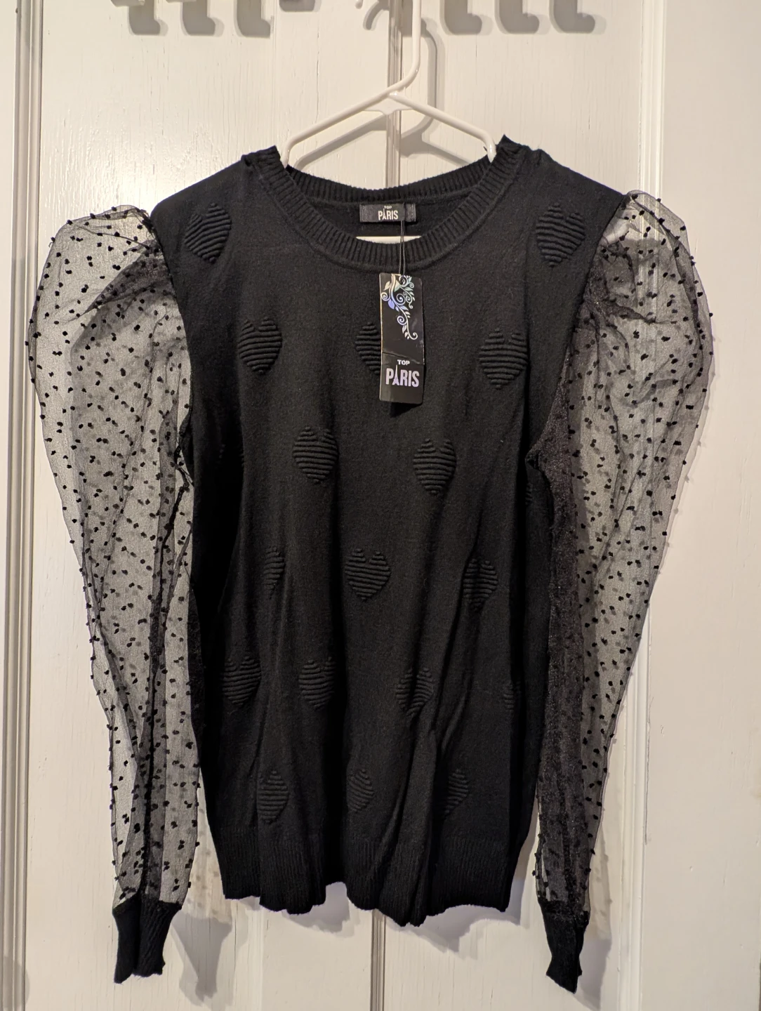 Top Paris Black Heart Sweater