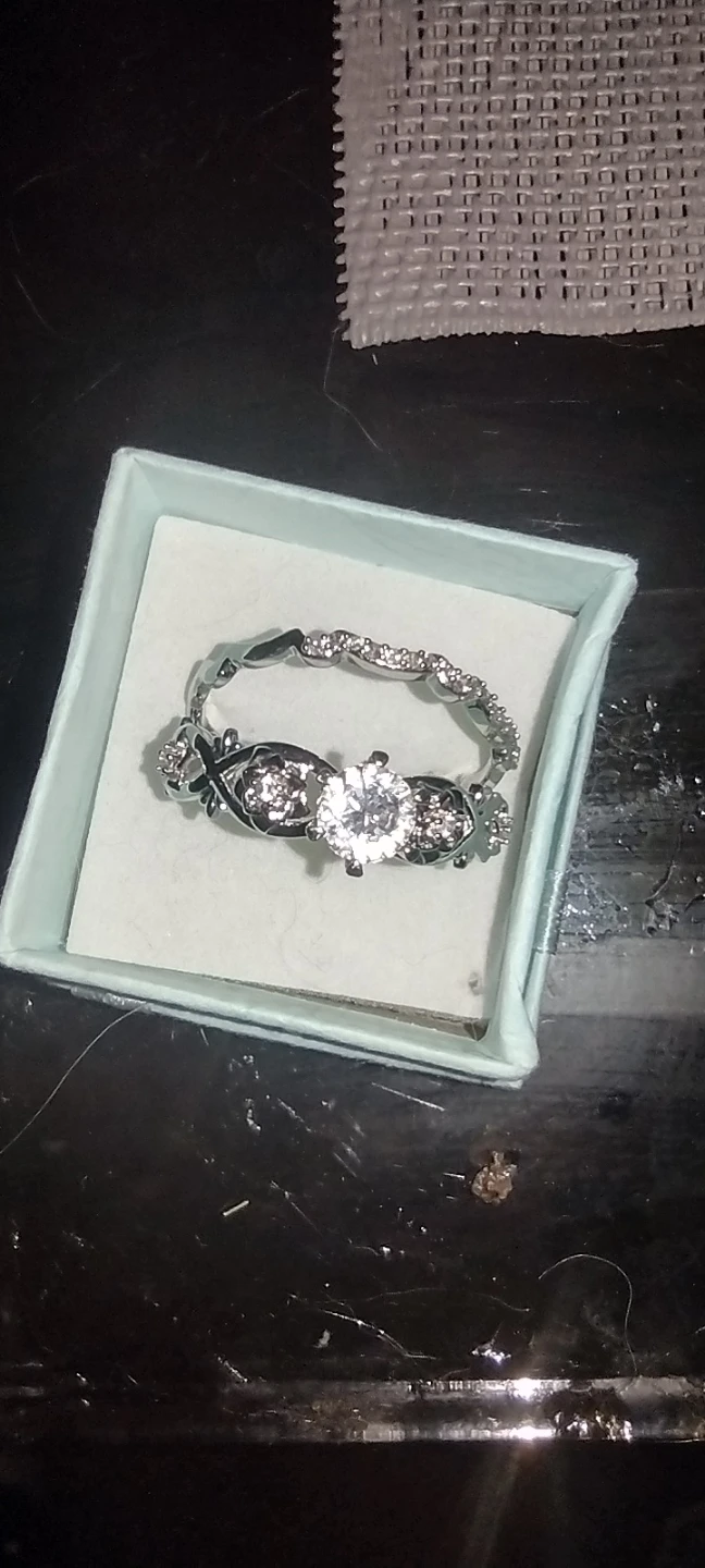 Rhinestone Engagement Ring Set