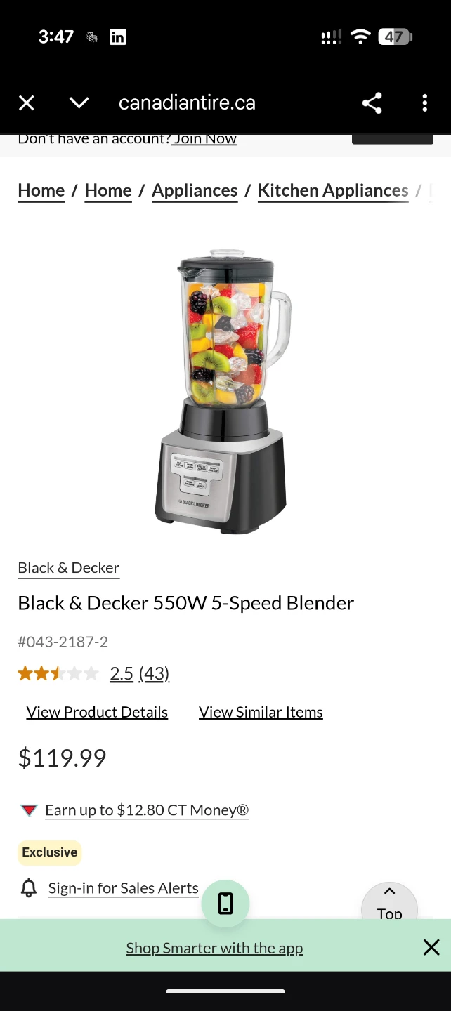 Black & Decker 550W 5-Speed Blender