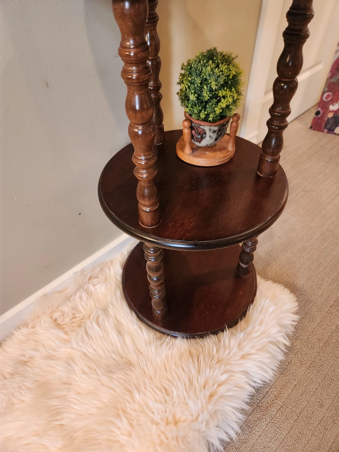 Dark Wood 3-Tier solid wood Round spindle leg Side Table - photo 4