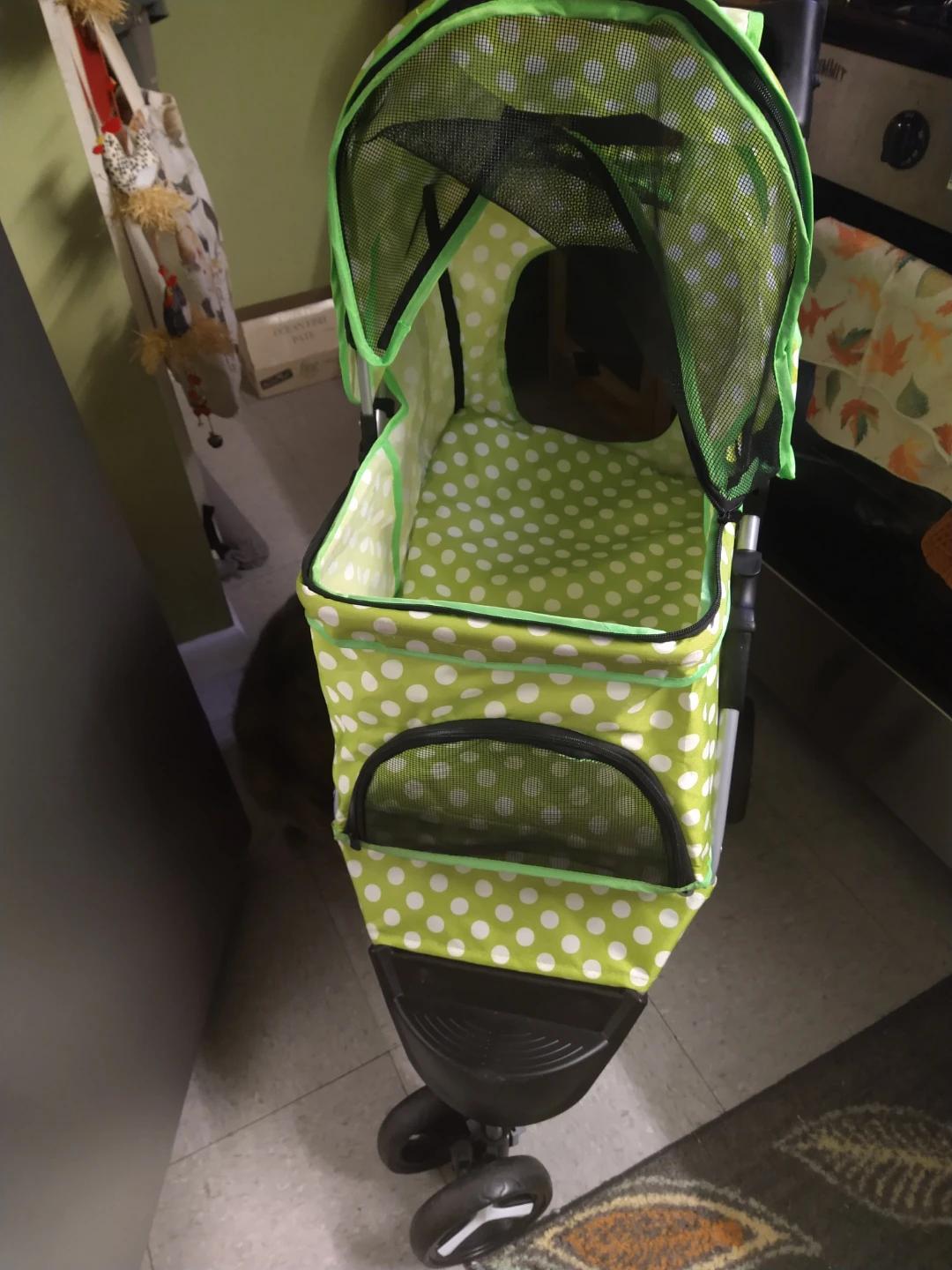 Green & White Polka Dot Pet Stroller - photo 5
