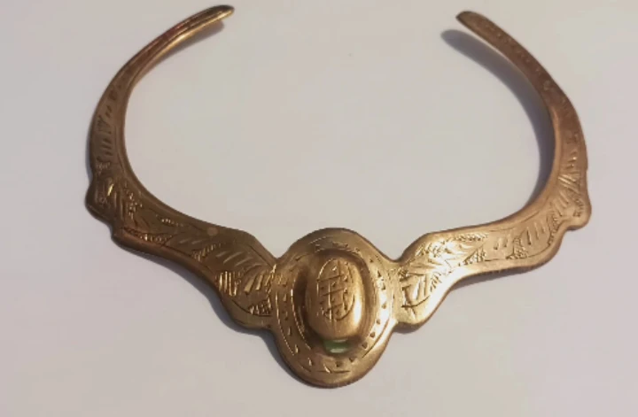 Egyptian Revival  Engraved Brass Collar Necklace