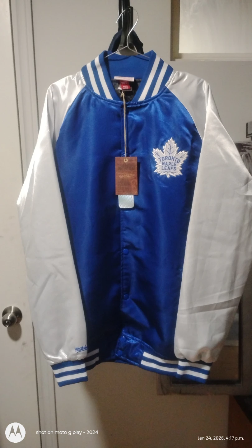 Mitchell & Ness Toronto Maple Leafs Satin Bomber Jacket