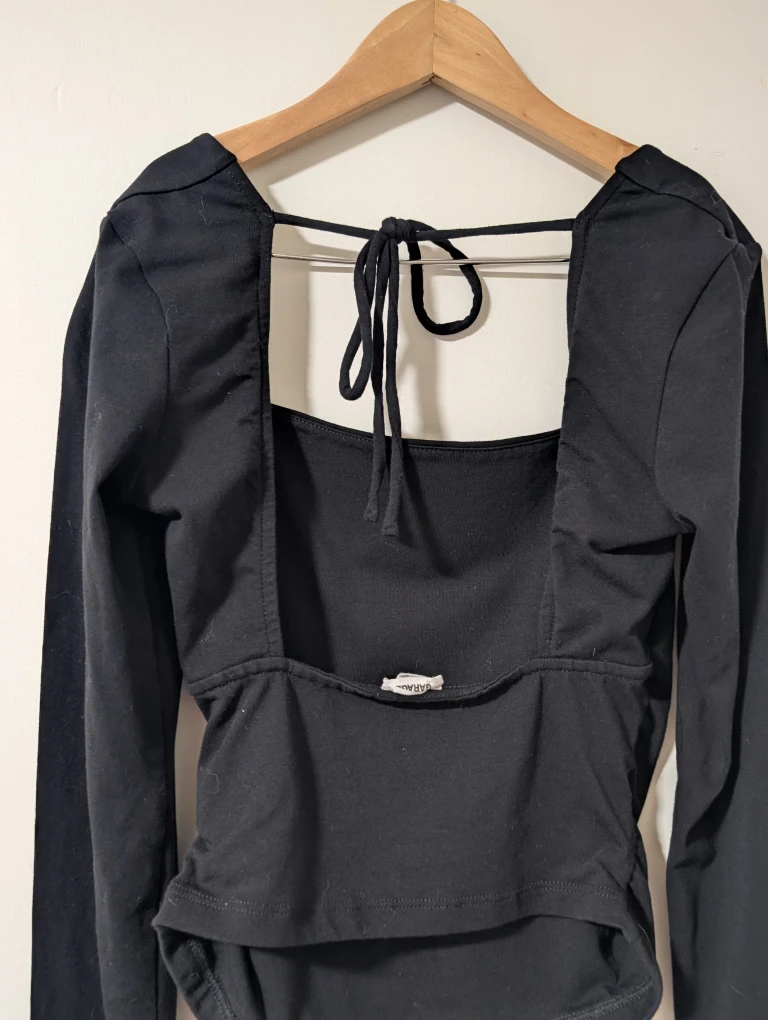 GARAGE Black Long Sleeve Square Neck Top - photo 2