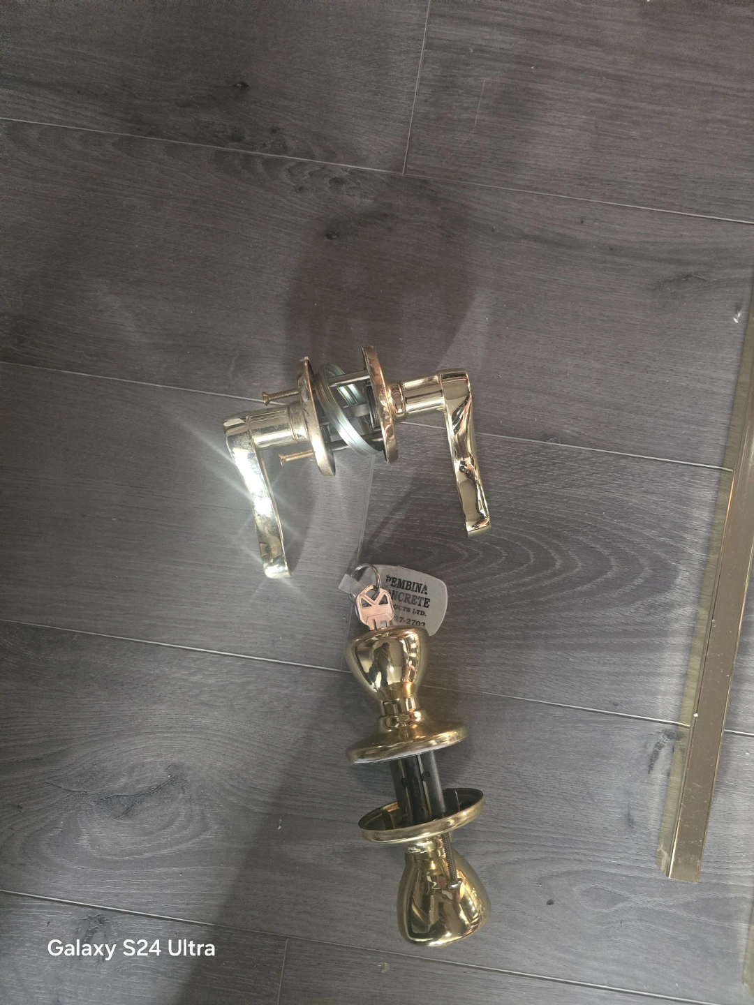 Pembina Concrete Door Handle Set - Gold