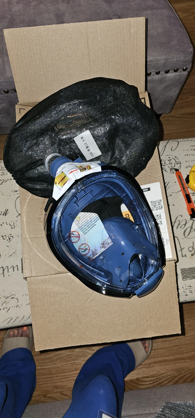 2 Blue Full Face Snorkel Masks