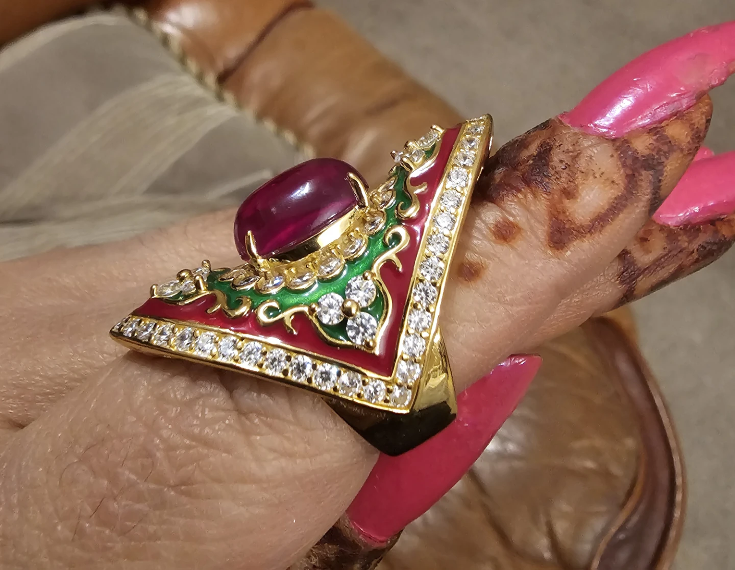 Ruby gemstone statement ring Crystals - photo 2