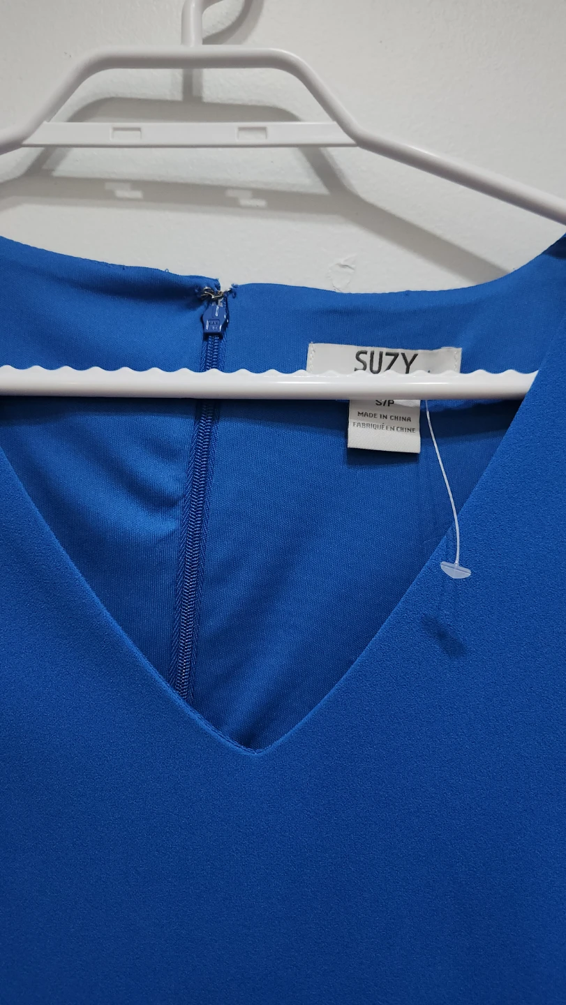 Suzy Blue V-Neck Short Sleeve Dress - Size S/P