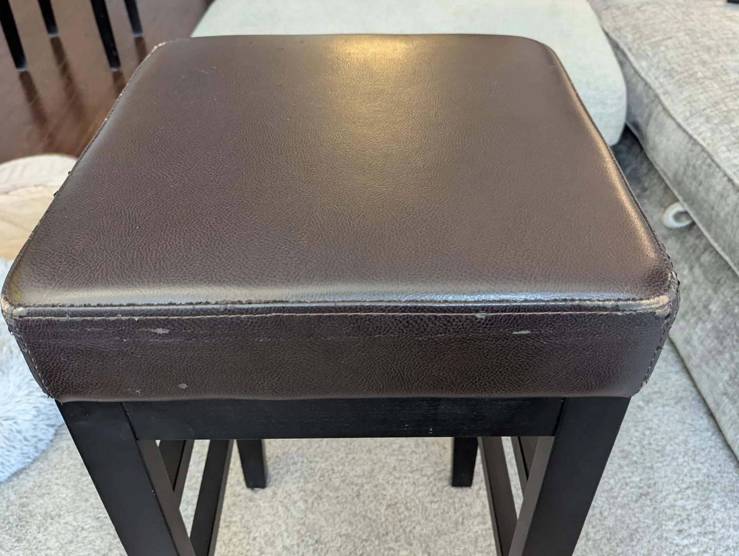 2 Tall Brown Padded Stools - photo 4
