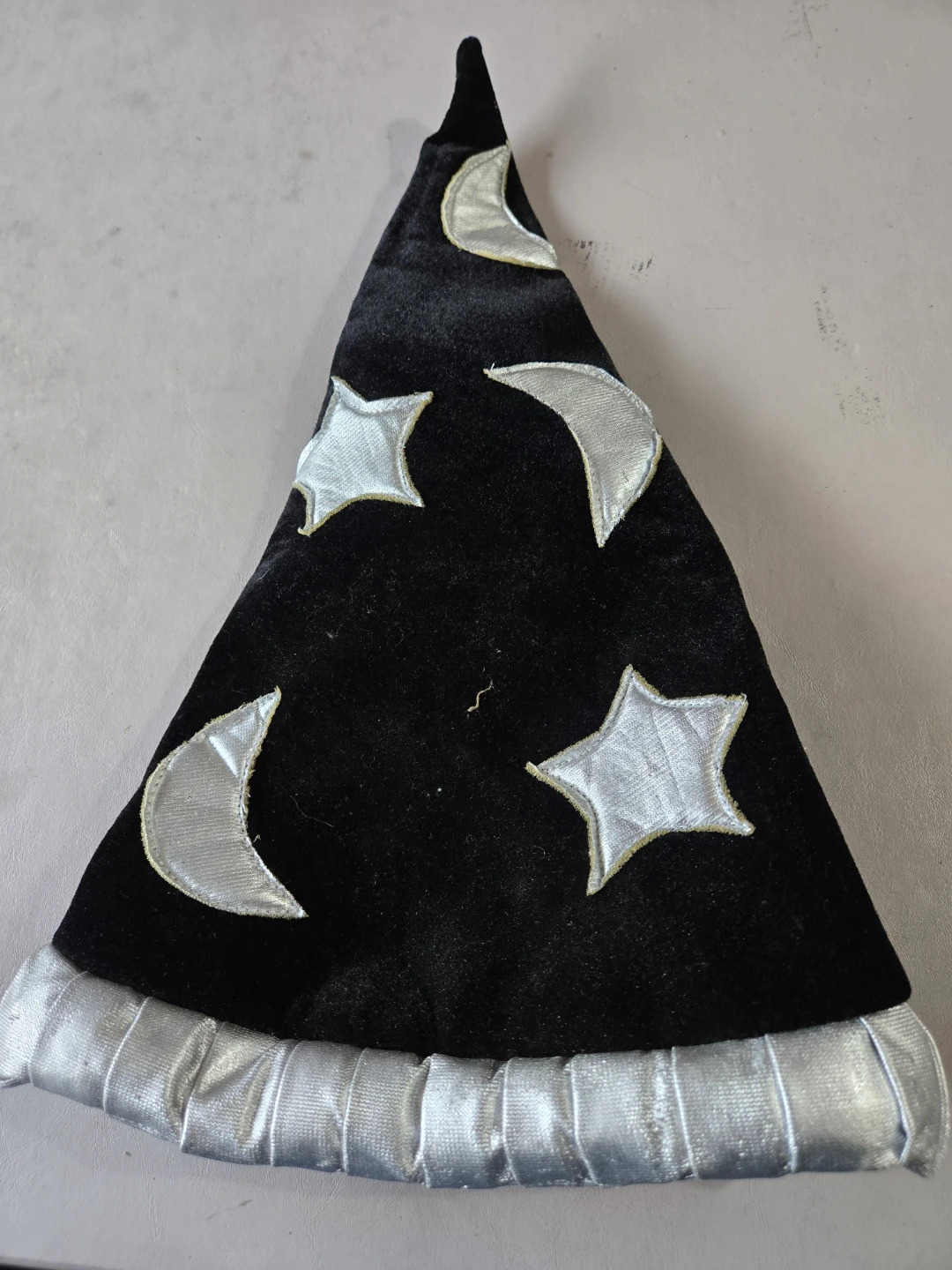 Wizard Hat - Black Velvet with Silver Stars & Moons