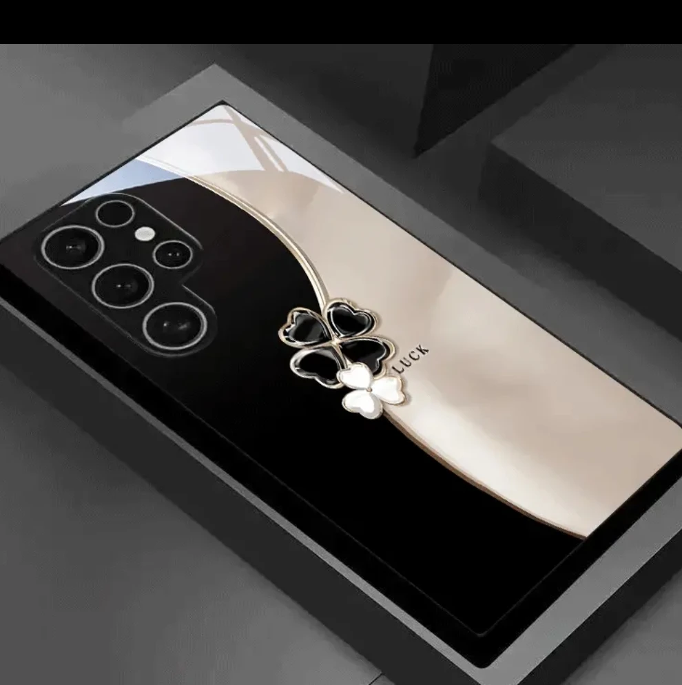 Galaxy s25 Black & Gold Phone Case with Clover - photo 2