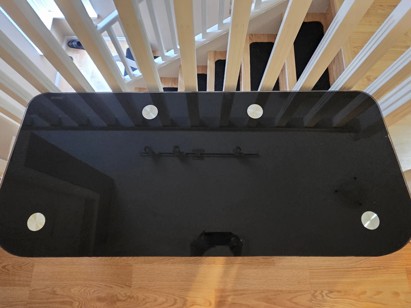 Black Glass TV Stand with Chrome Legs