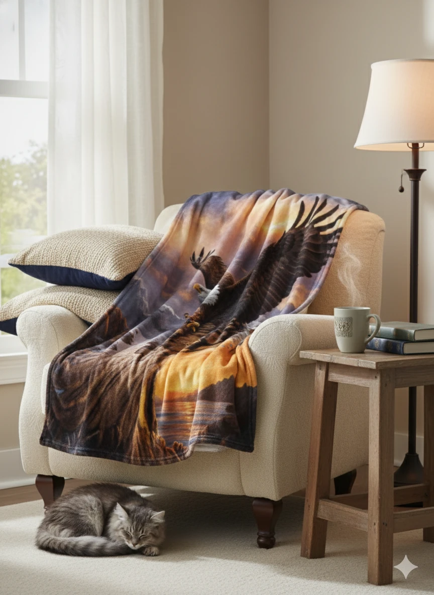 New Pawhud Direct Eagle Clouds Fleece Blanket 75x90