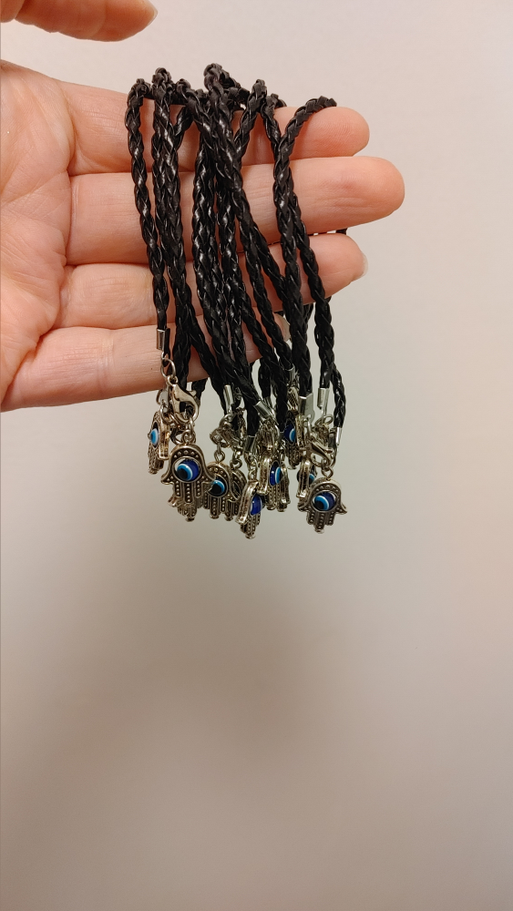 Handmade Braided Bracelet with Hamsa Charm - photo 2