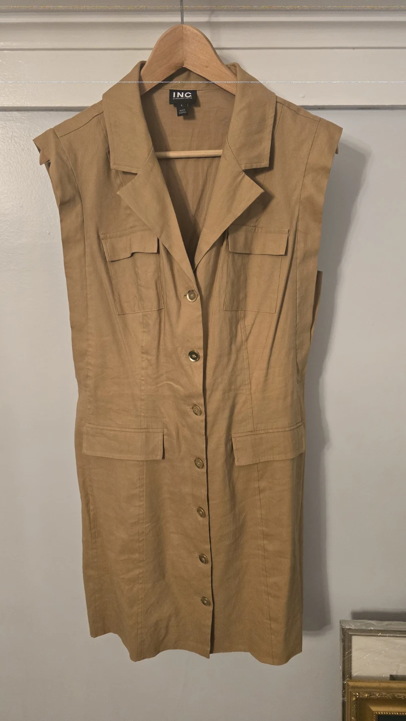 INC Sleeveless Tan Dress