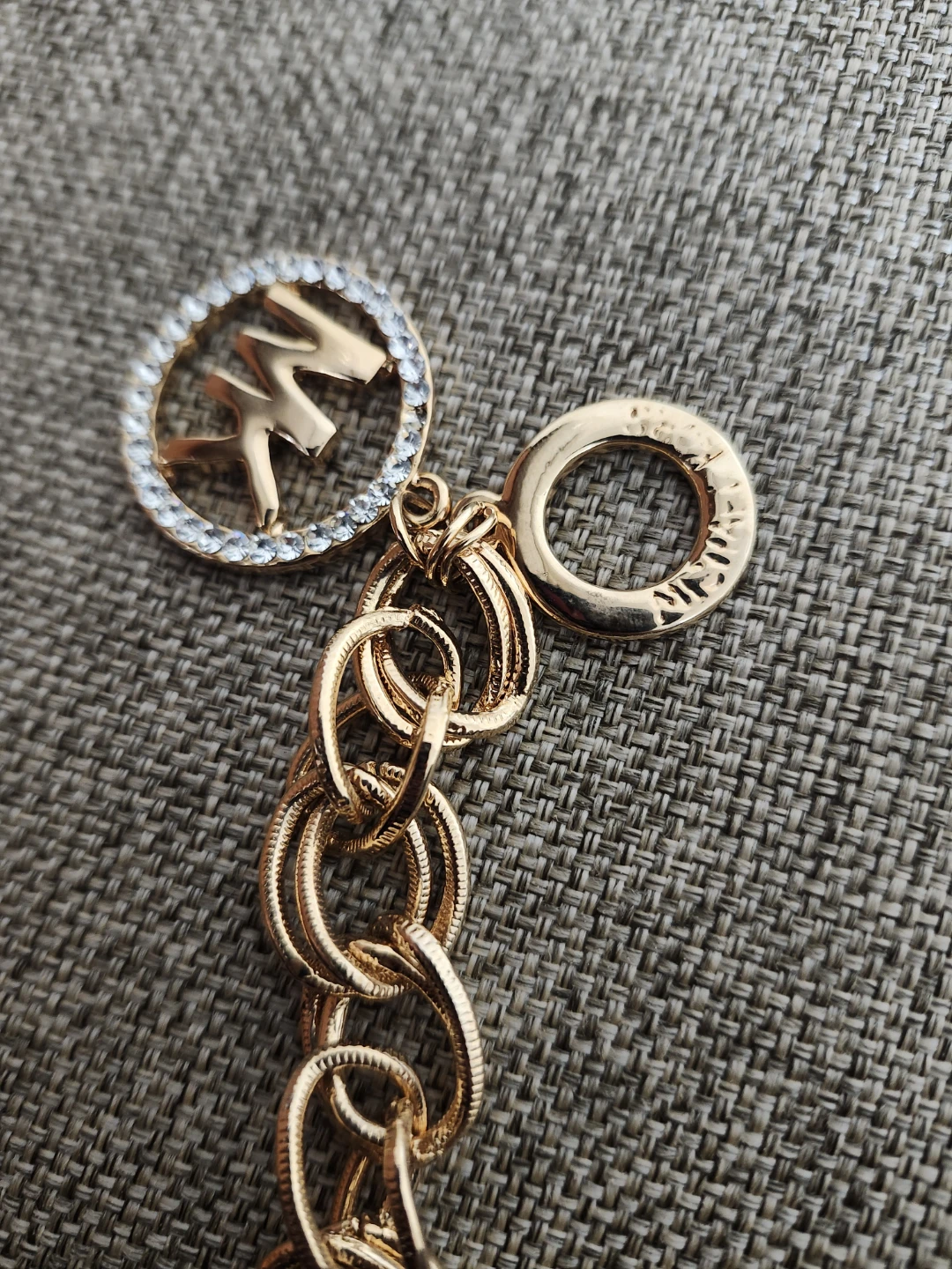 Michael Kors MK Logo Charm Bracelet Gold Tone
