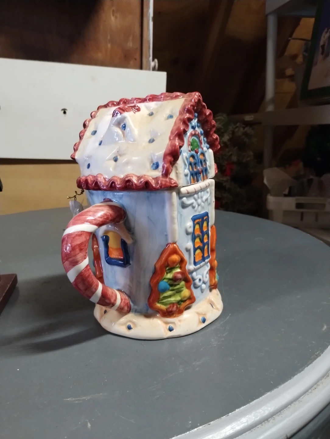 Gingerbread House teapot with Candy Cane Handle - photo 2