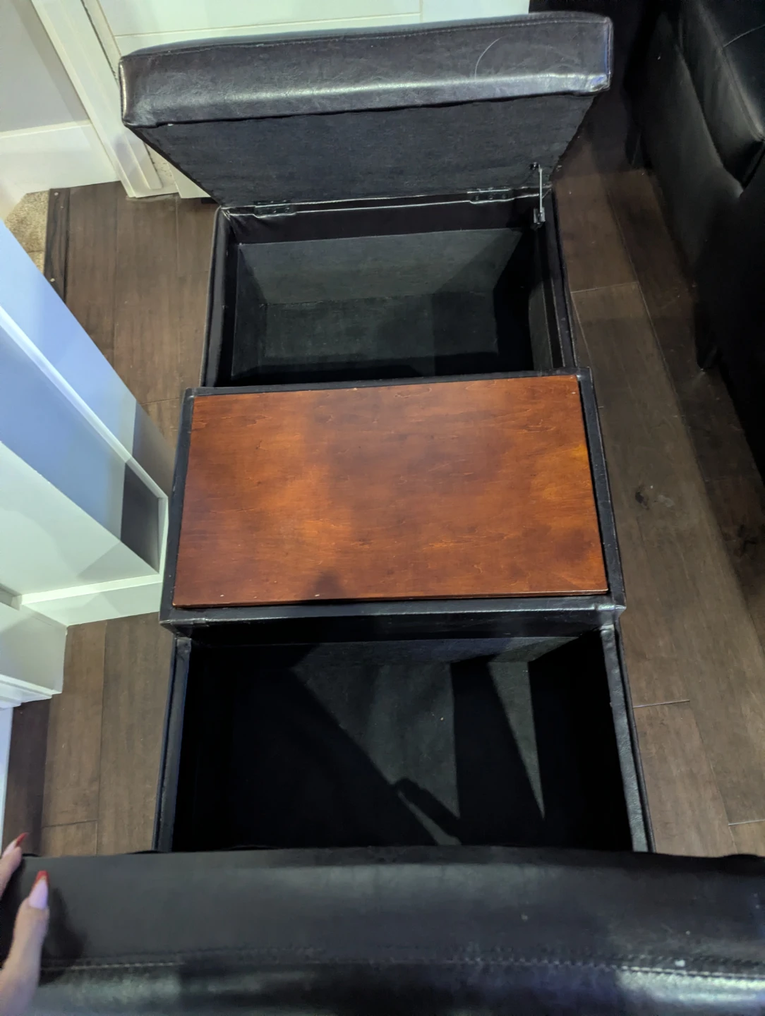 Storage Ottoman with Serving  Tray - Black 3 storage - photo 2