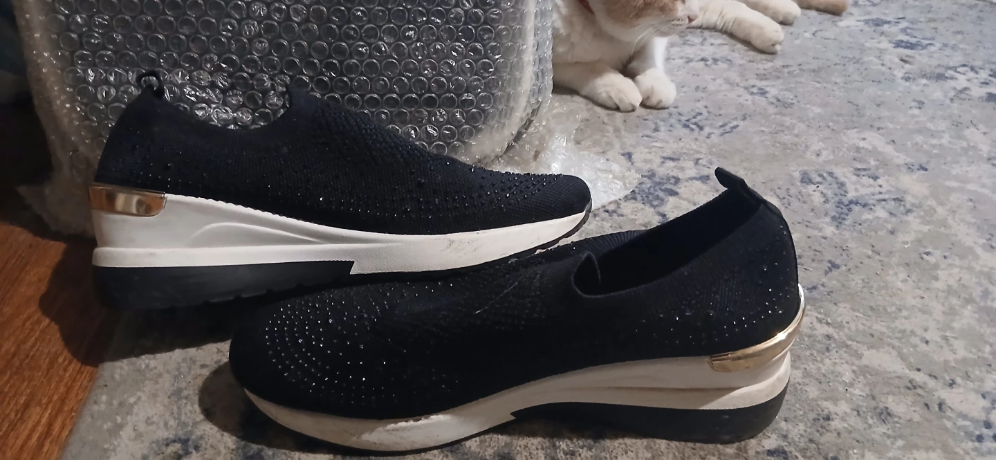 Black Slip-on Wedge Shoes