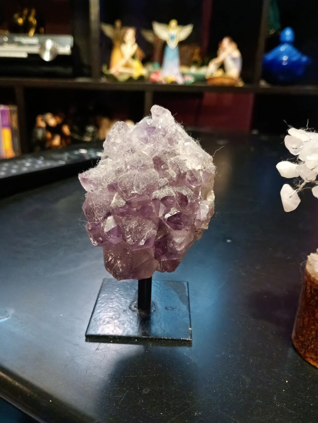 Amethyst Crystal Cluster on Stand and Rose Quartz Tree - photo 2