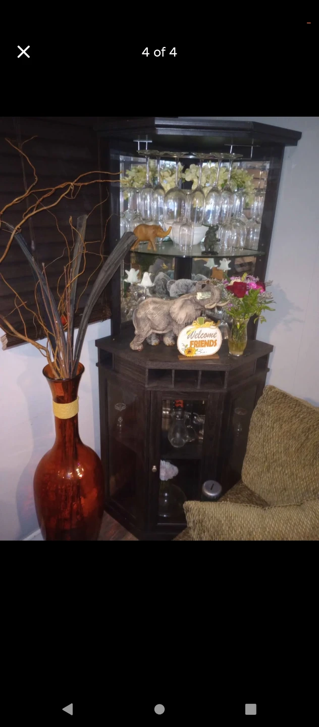 Corner Bar Cabinet with Wine Rack and Glass Holder - photo 2