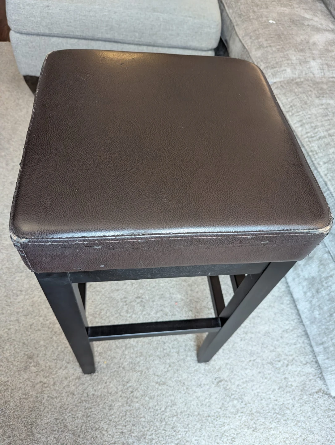 2 Tall Brown Padded Stools - photo 3