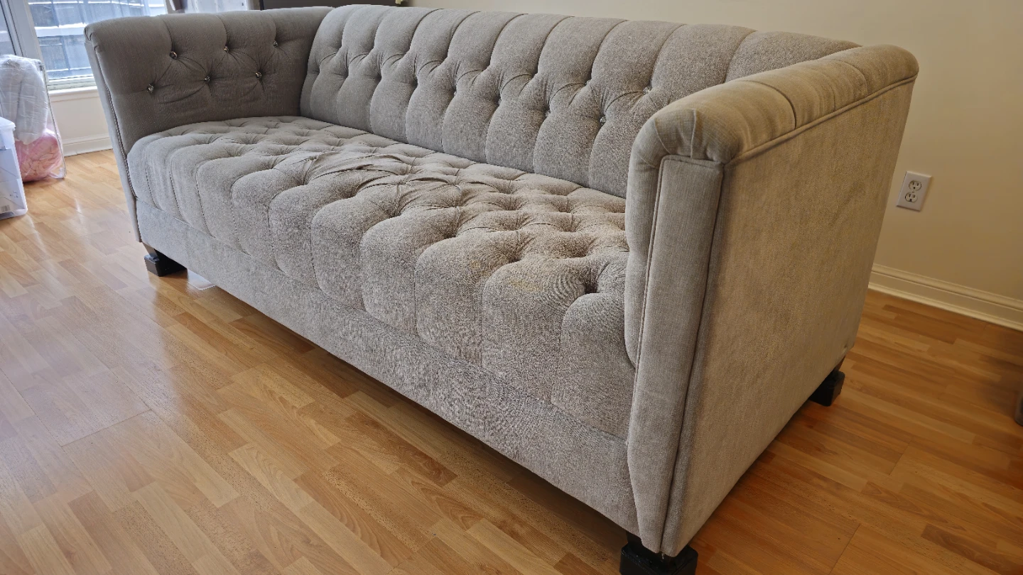 Grey Tufted Sofa – Priced to Sell - 80"L - photo 5