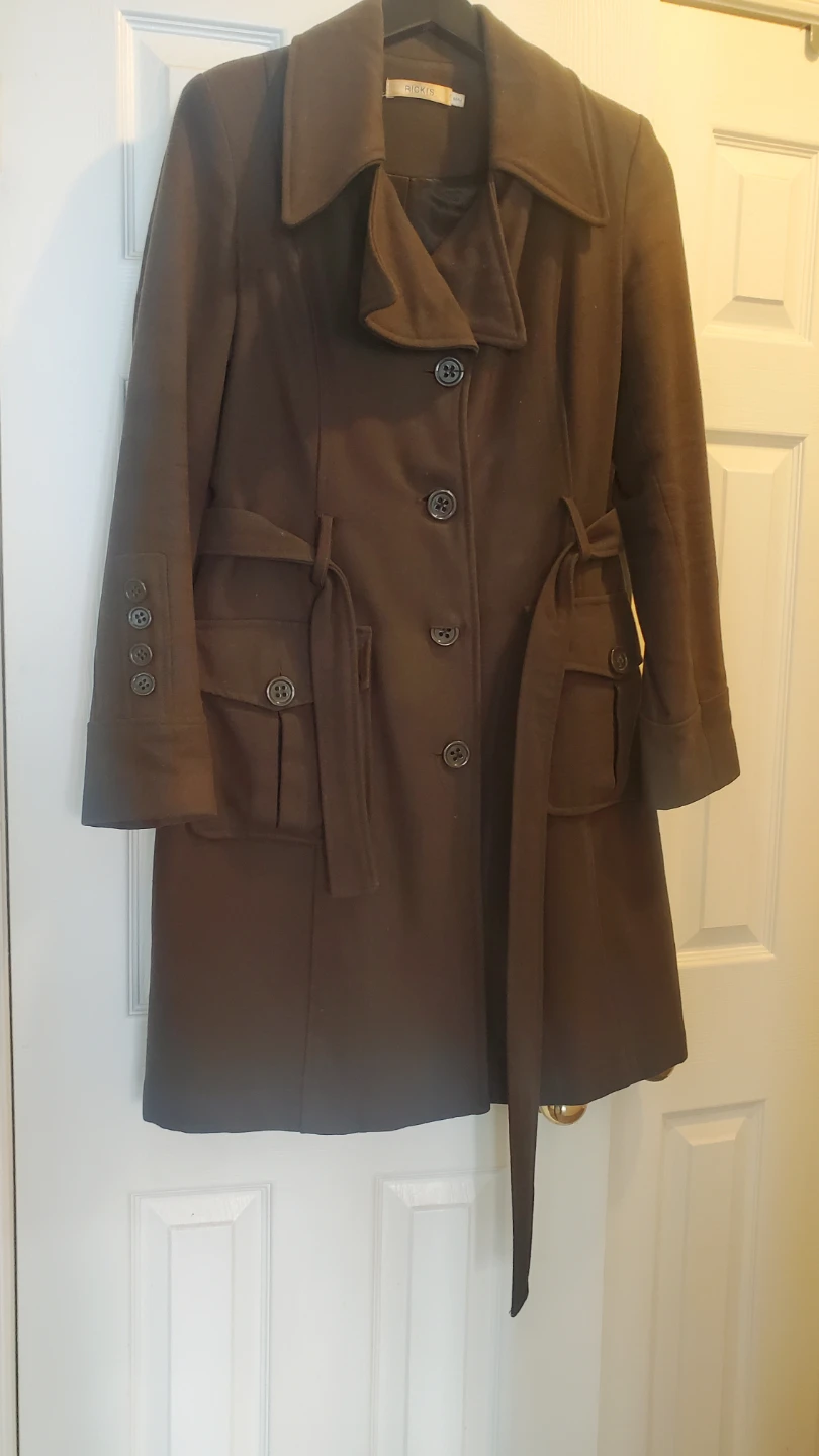 Rickis Dark Green  Double-Breasted Trench Coat