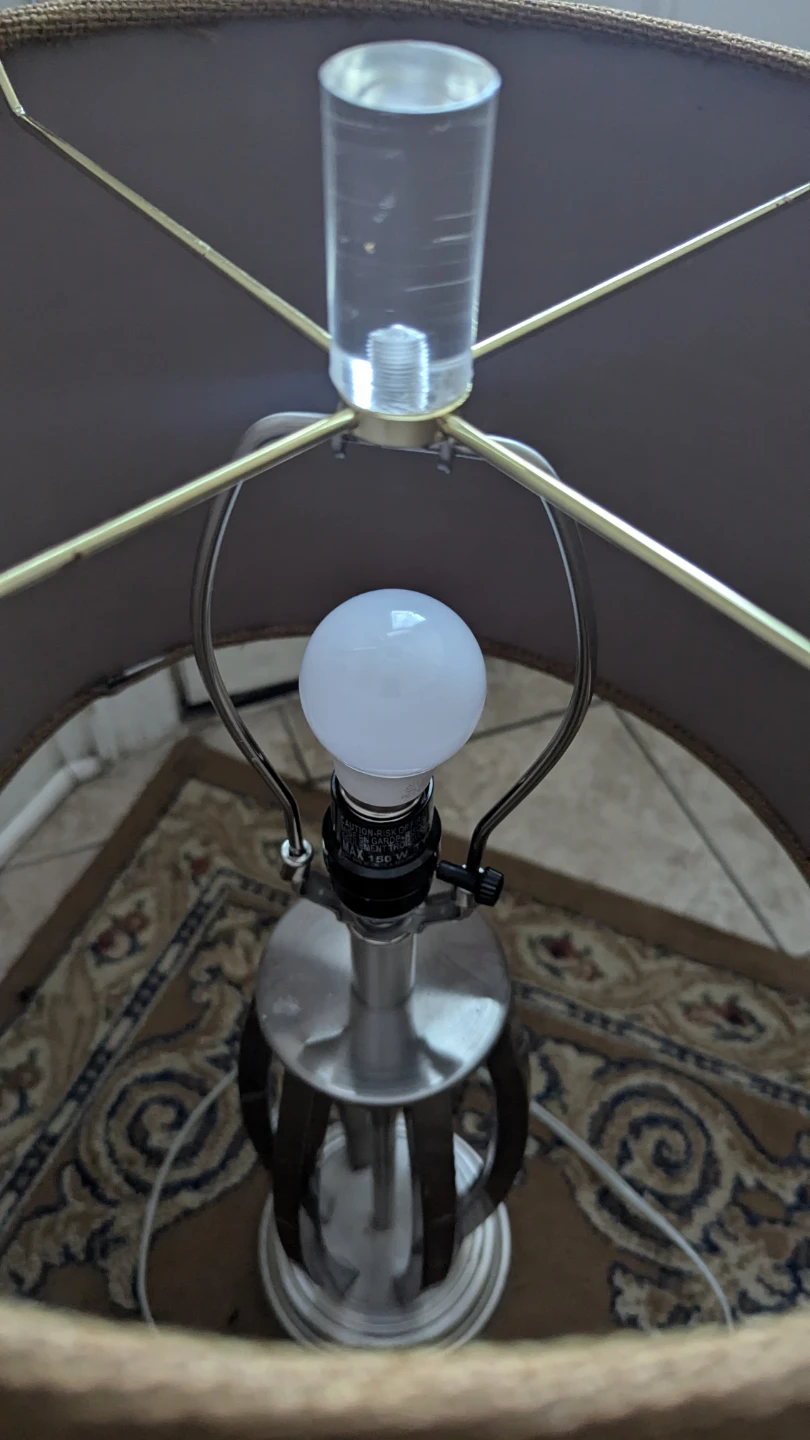 Set of 2 Metal Table Lamps with Tan Fabric Shades - photo 2
