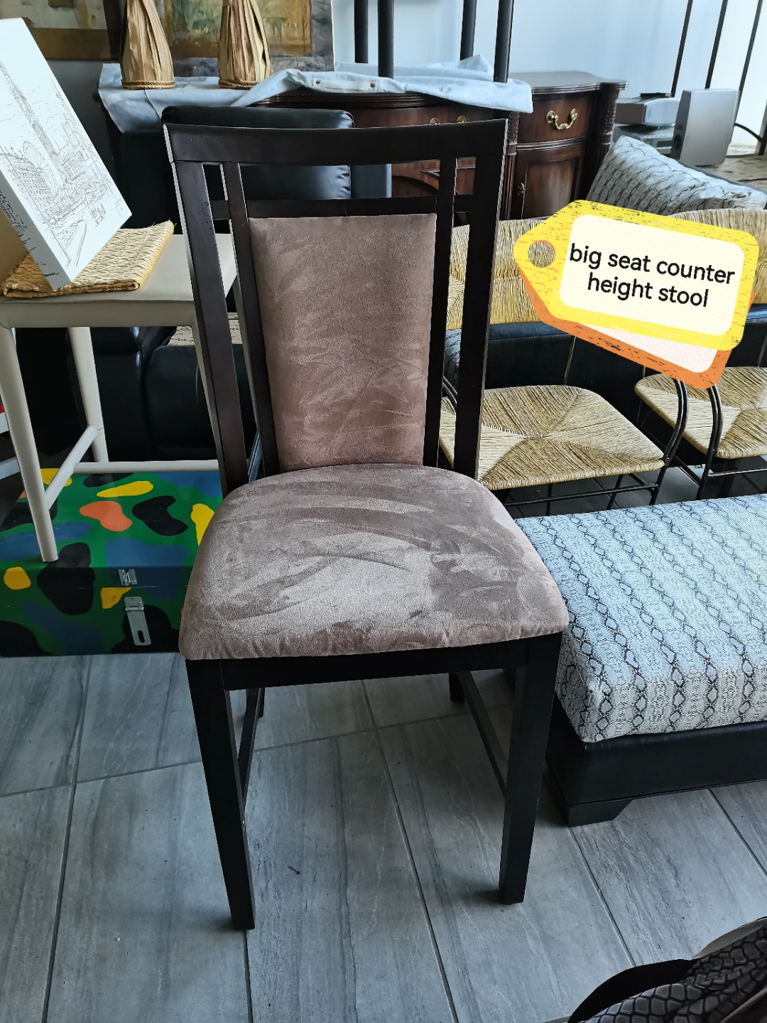 Velvet Upholstered Counter Height Stool