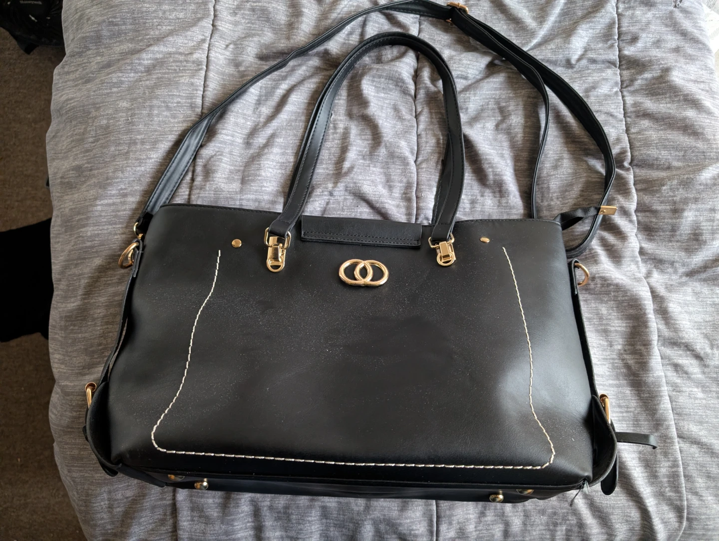 Grey Tote Bag with Gold Accents - photo 4