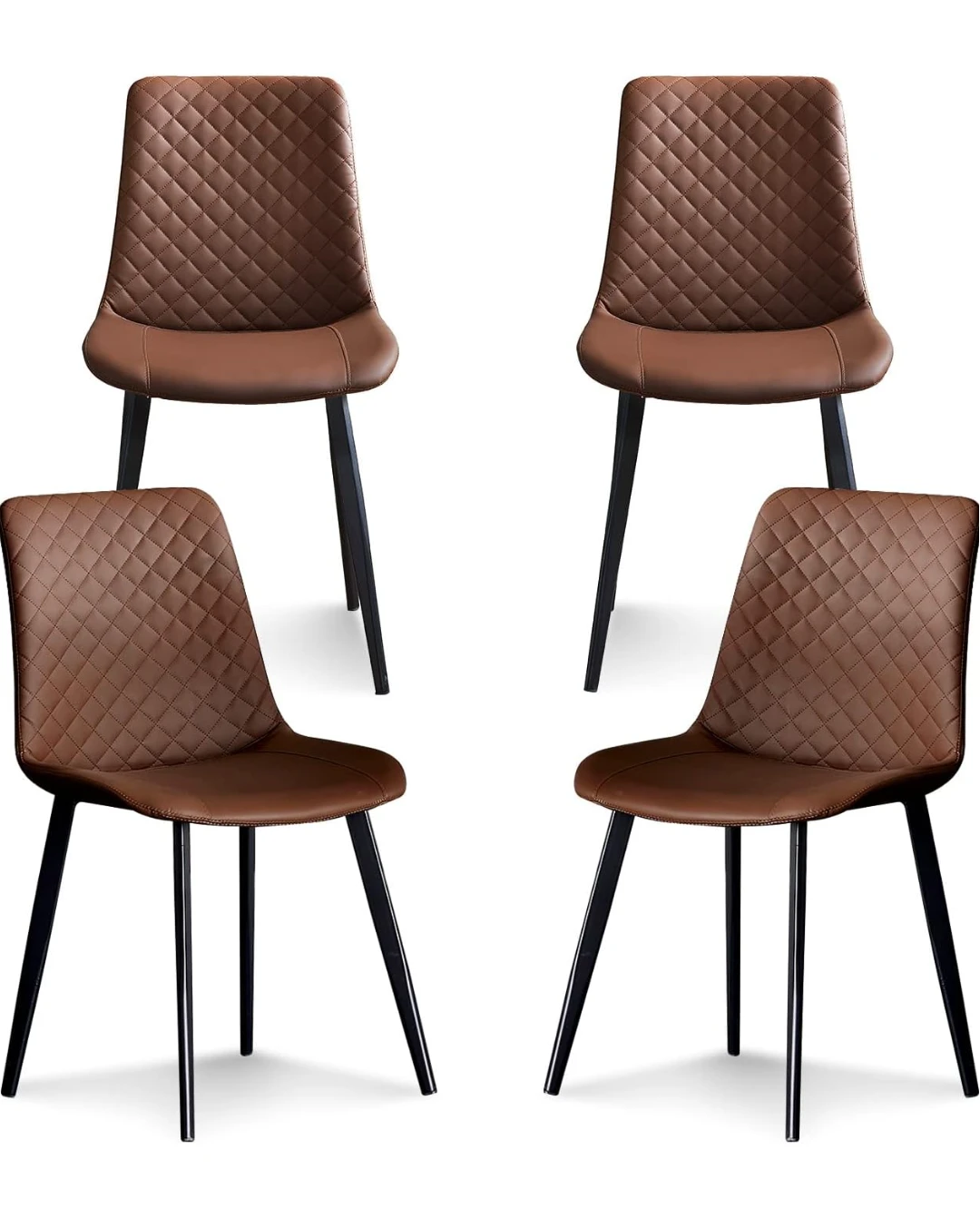 Brown Faux Leather Dining Chair - Set of 4