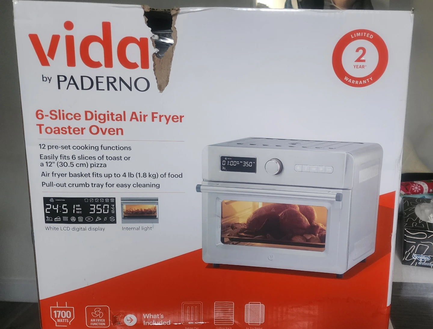 Vida by Paderno 6-Slice Digital Air Fryer Toaster Oven