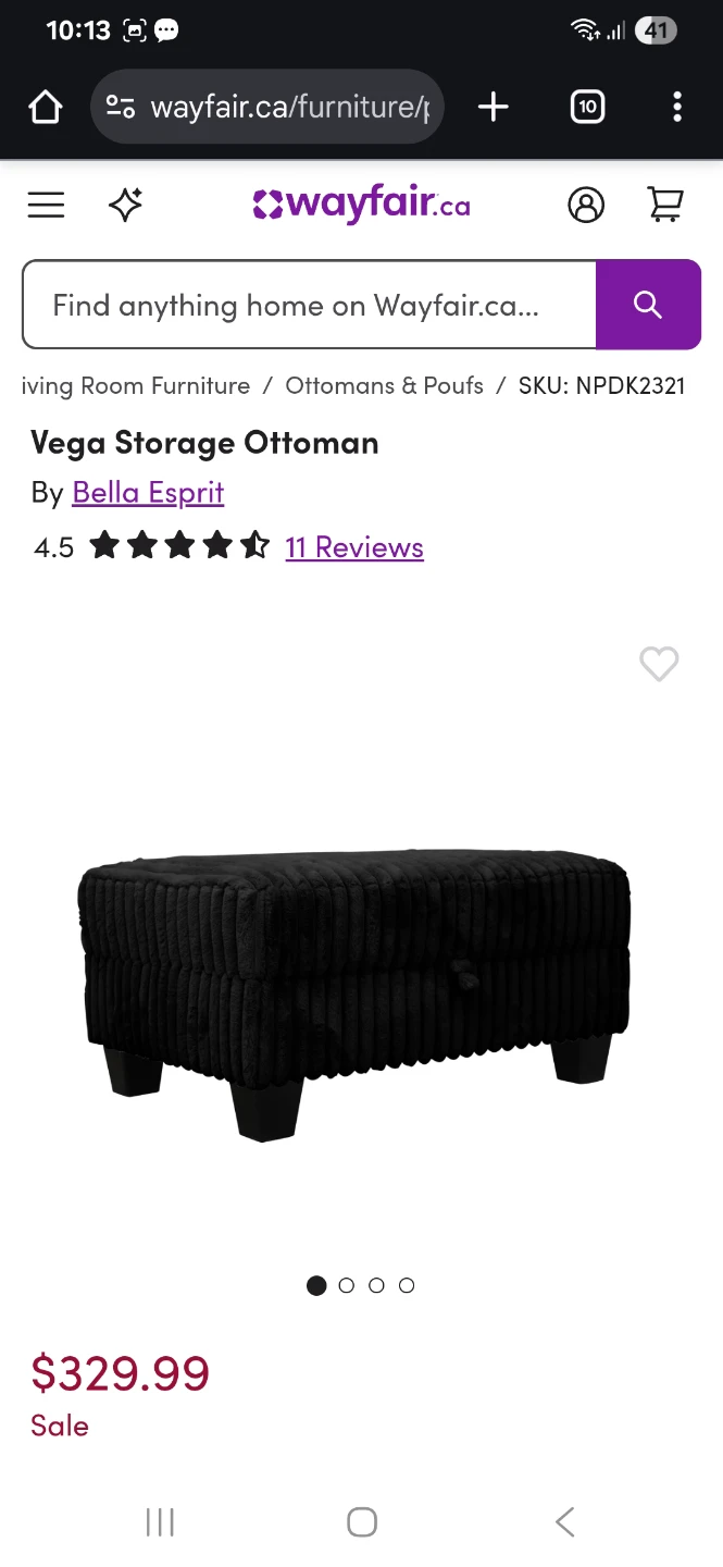 Black Vega Storage Ottoman - photo 2