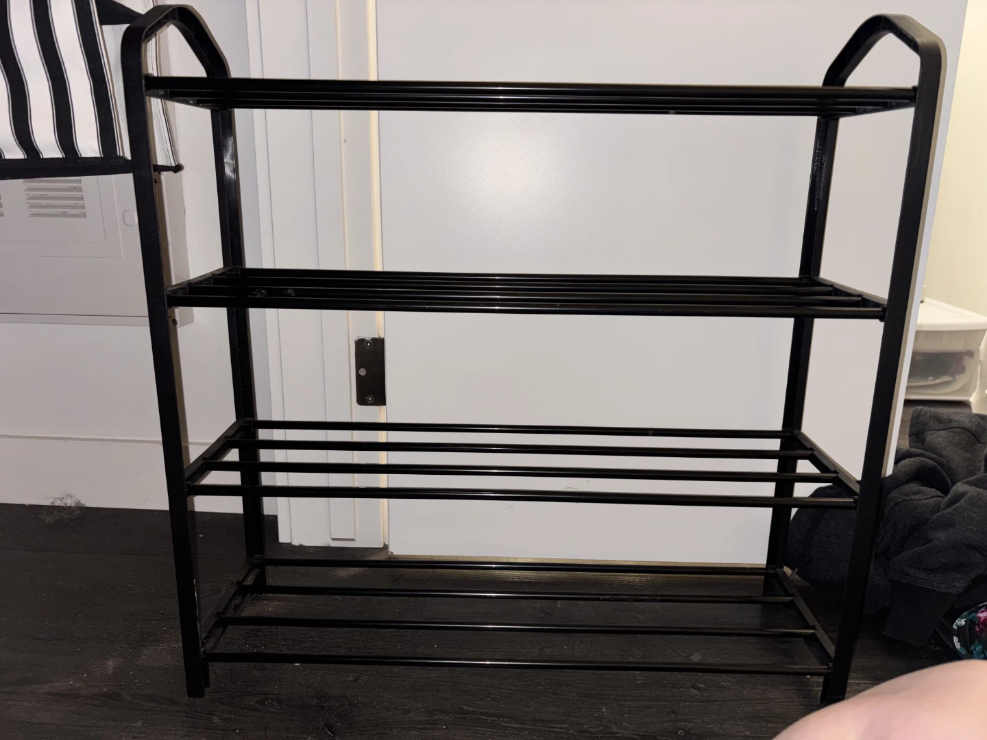 Black Metal 3-Tier Shoe Rack and Black Metal 2-Tier Shoe Rack