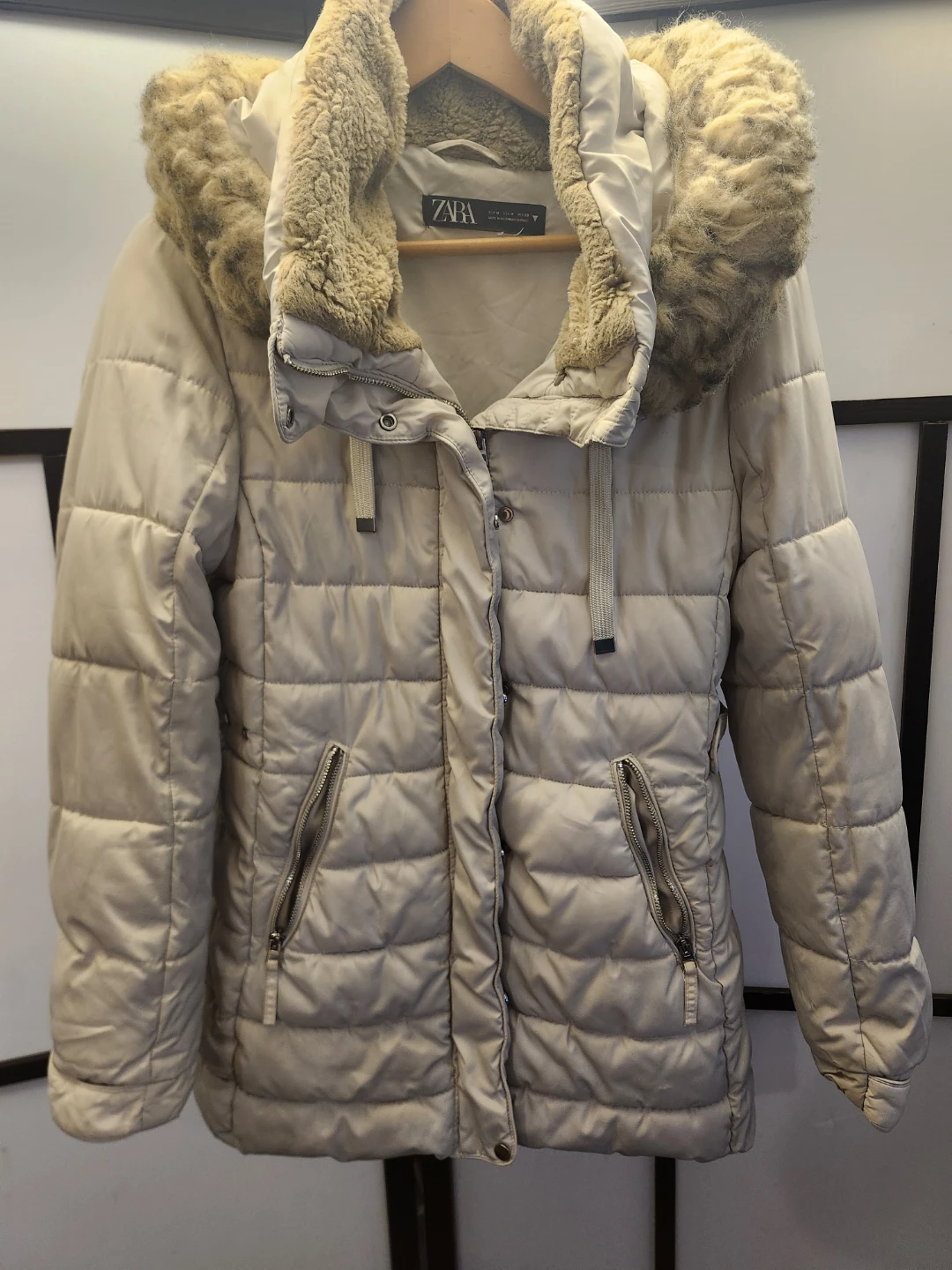 ZARA Puffer Winter Coat with Fur Trim Hood - photo 2