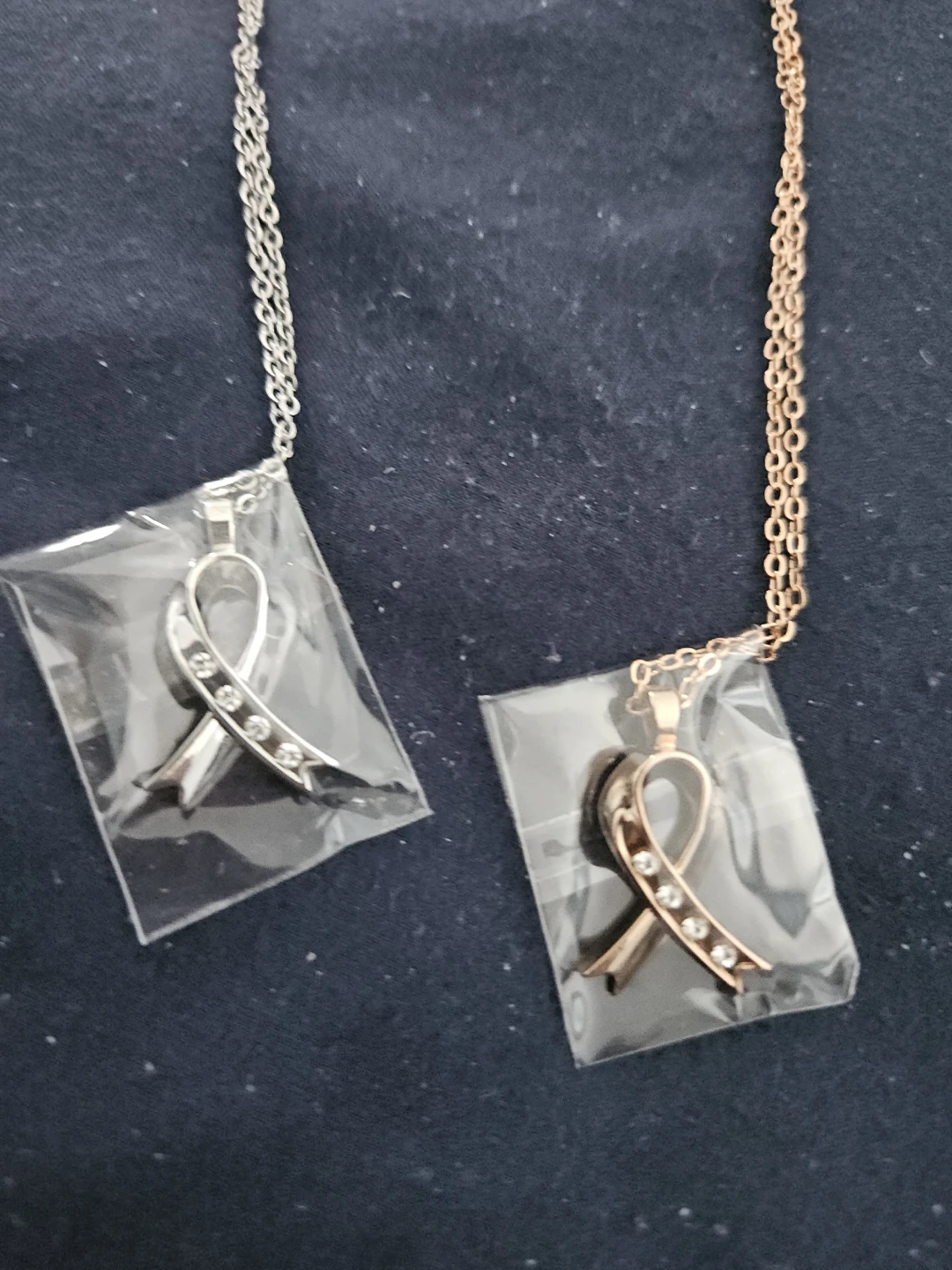 Ribbon Pendant Necklaces - Silver & Rose Gold
