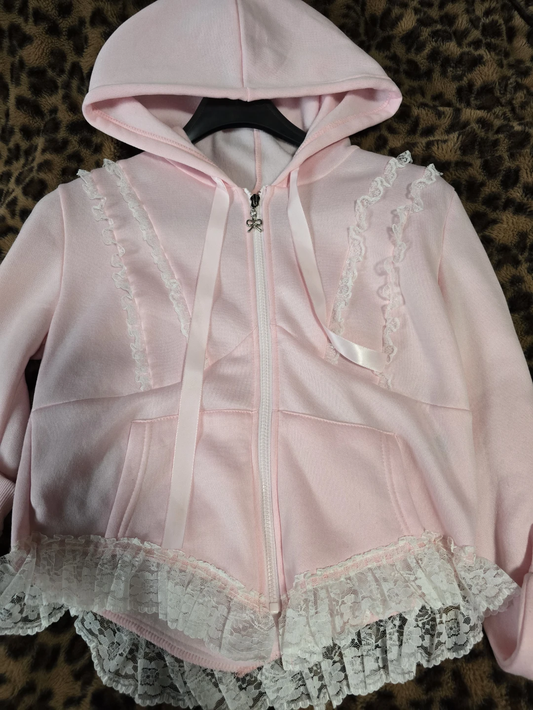 Pink Lace Trim Hoodie - photo 2