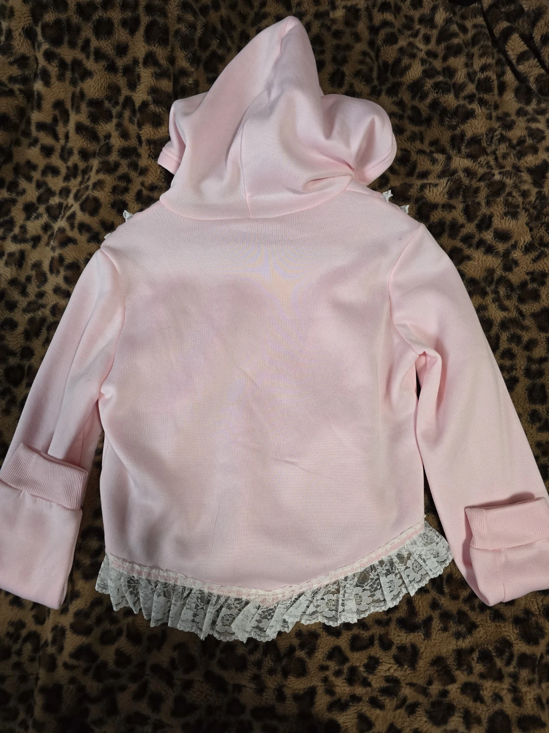 Pink Lace Trim Hoodie - photo 3