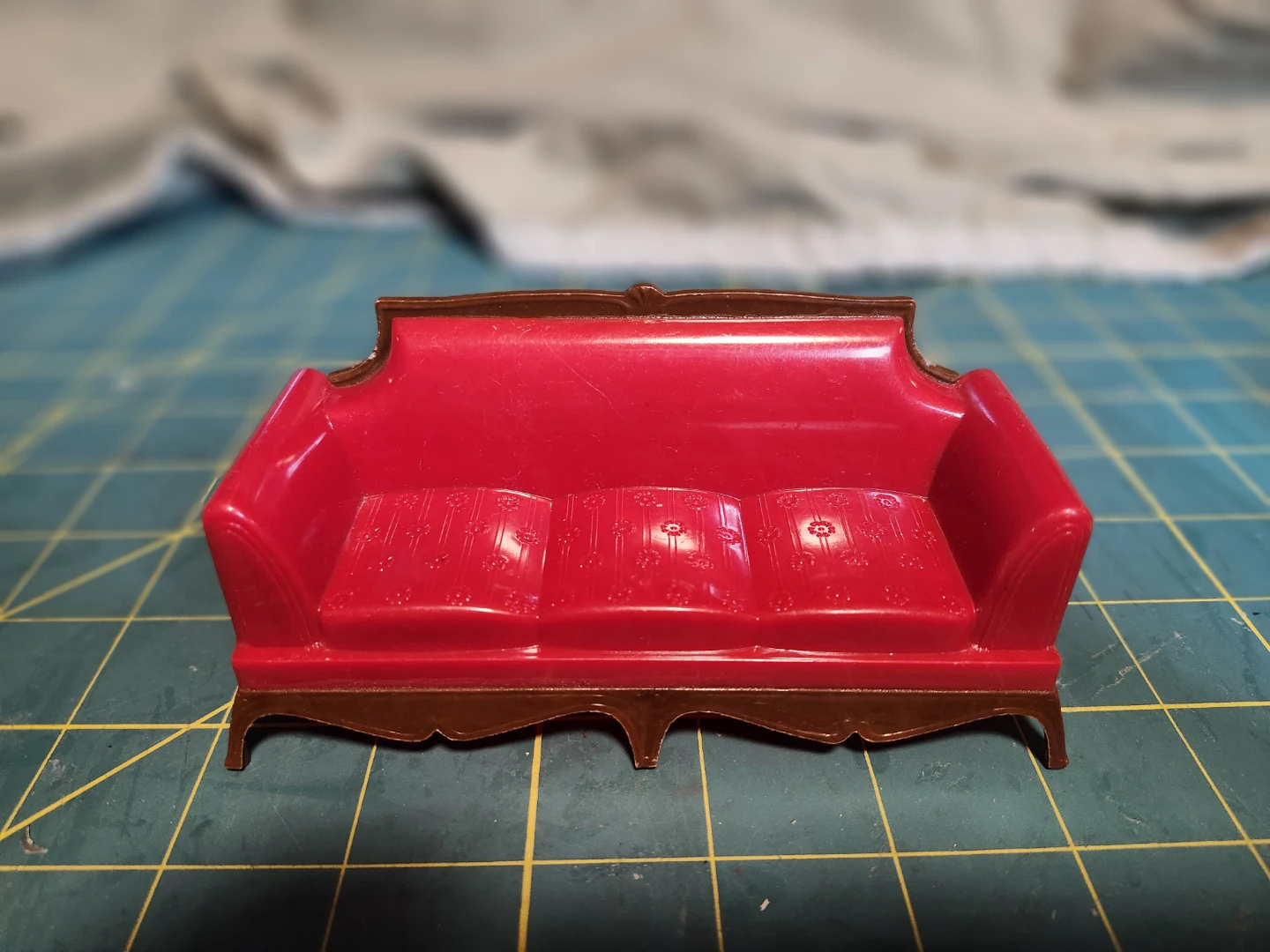 Vintage Red Dollhouse Furniture Set - Desk, Sofa, Piano, Chair - photo 2